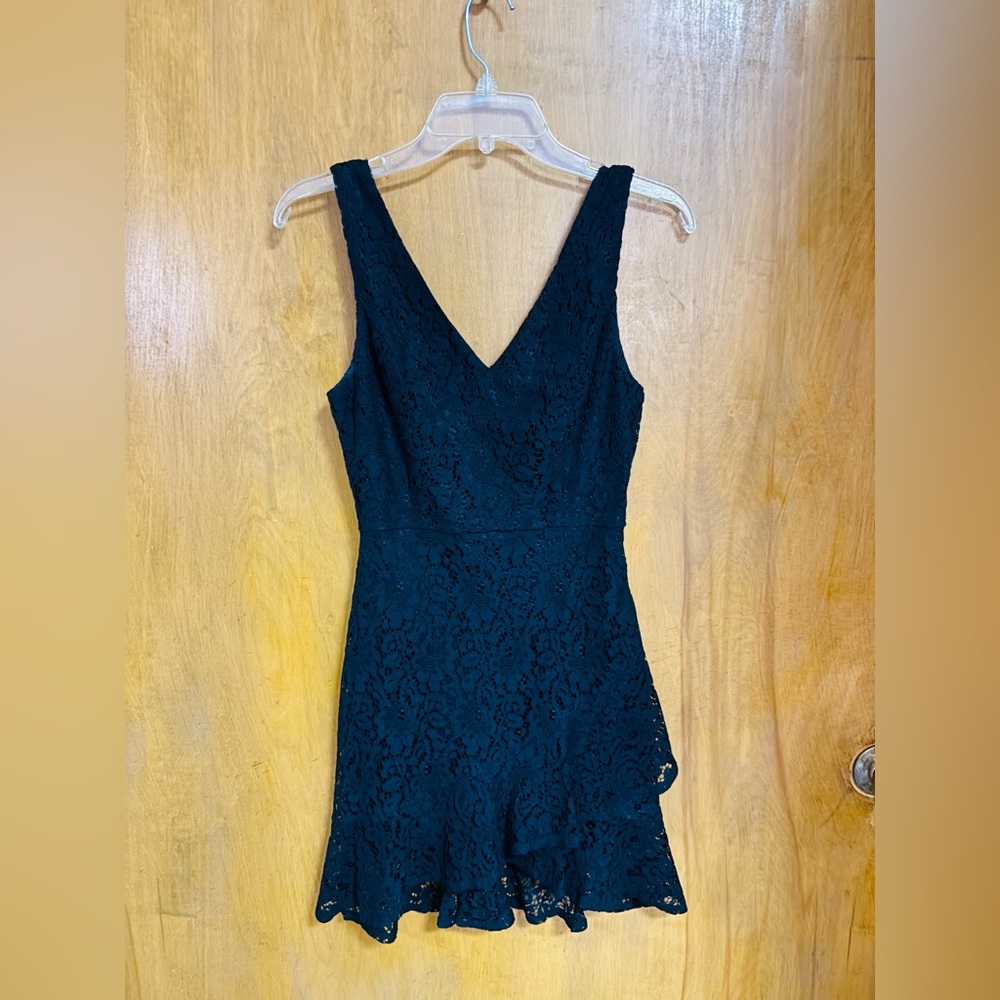 Aqua Black Lace Mini Dress